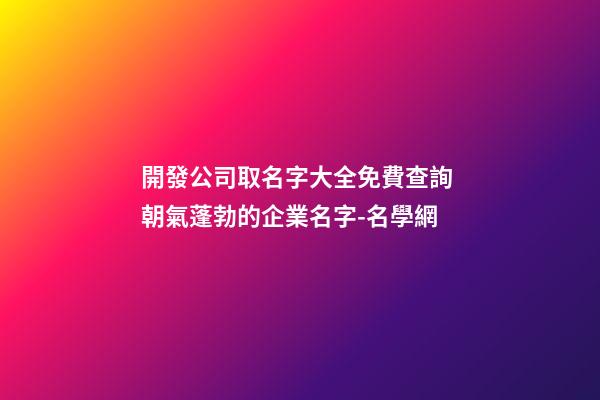 開發公司取名字大全免費查詢 朝氣蓬勃的企業名字-名學網